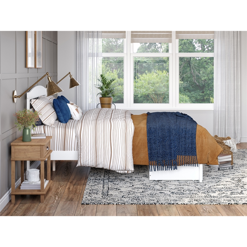 AFI Warren Solid Wood Storage Drawer Full Platform Bed in White