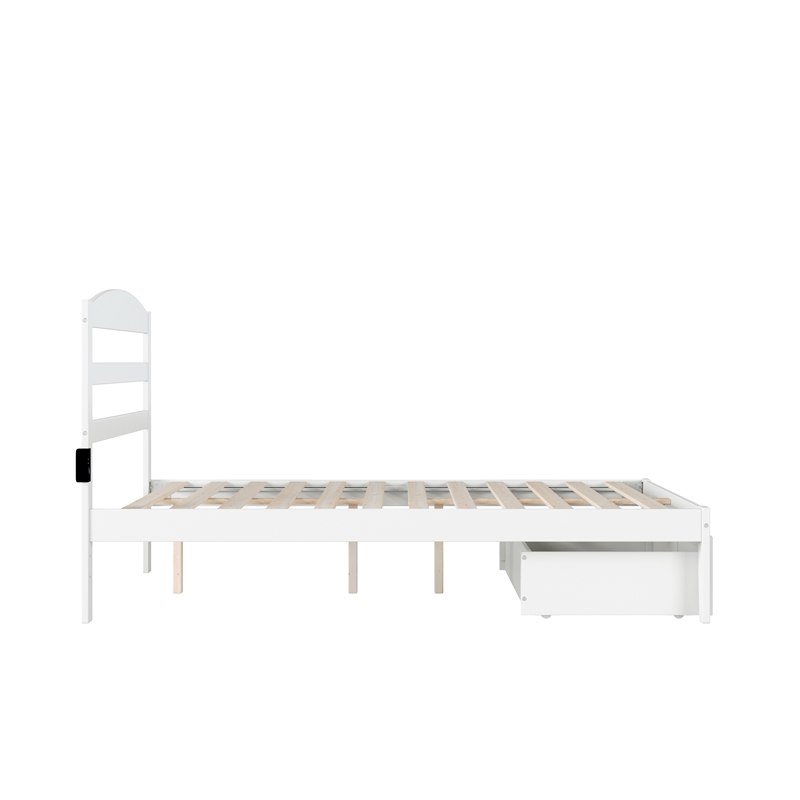 AFI Warren Solid Wood Storage Drawer Full Platform Bed in White