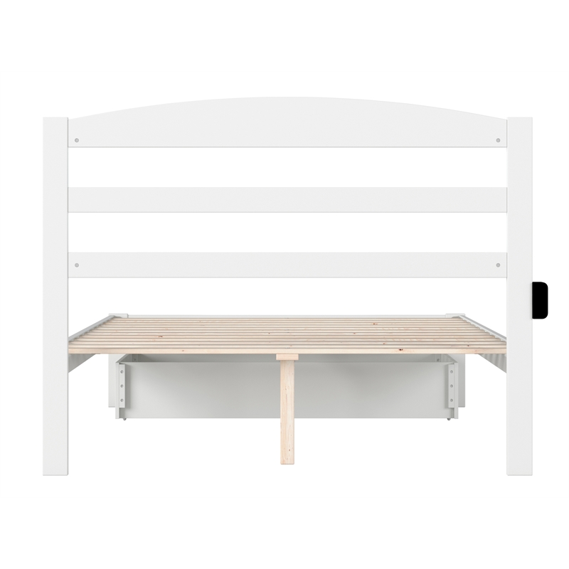 AFI Warren Solid Wood Storage Drawer Full Platform Bed in White