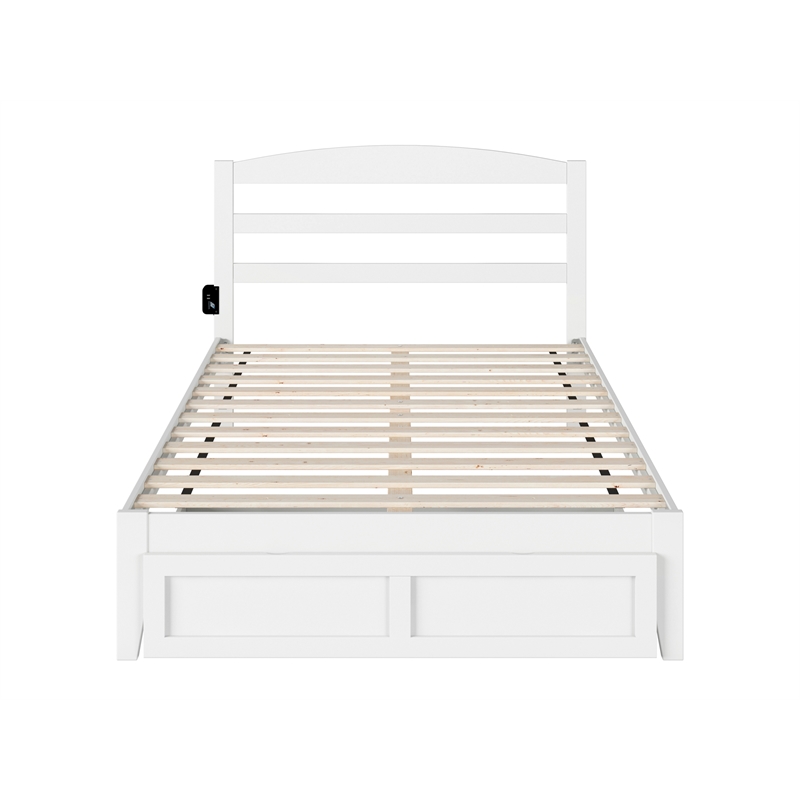 AFI Warren Solid Wood Storage Drawer Full Platform Bed in White