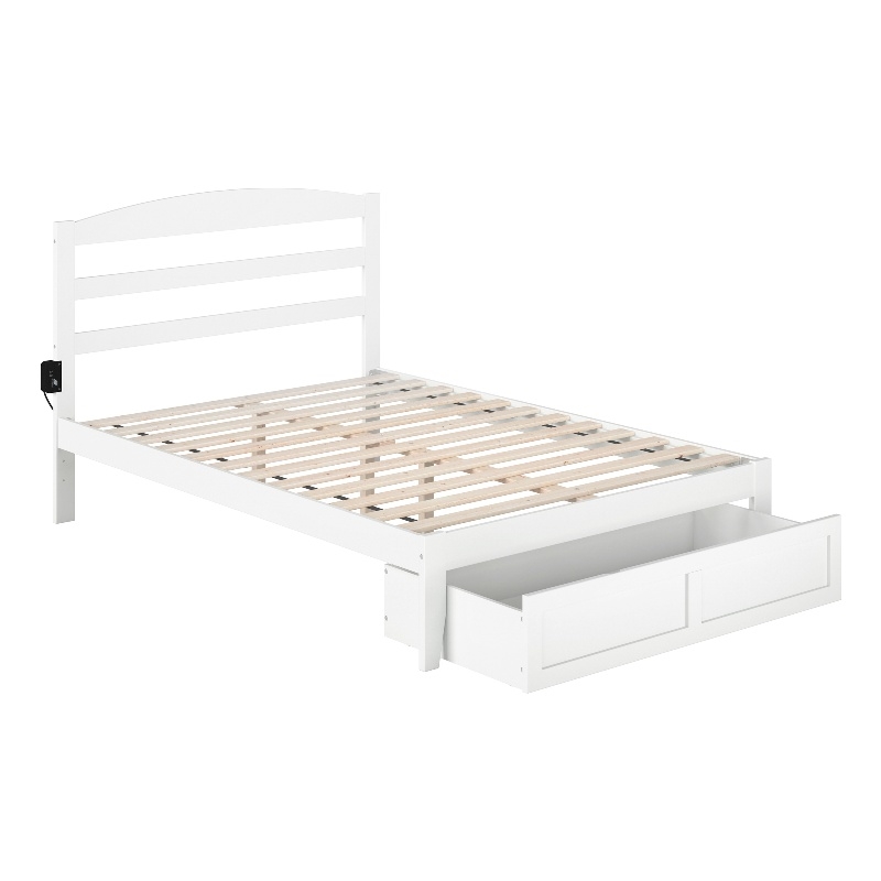 AFI Warren Solid Wood Storage Drawer Full Platform Bed in White
