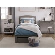 AFI Warren Solid Wood Twin Bed with 2 Storage Drawers in Gray
