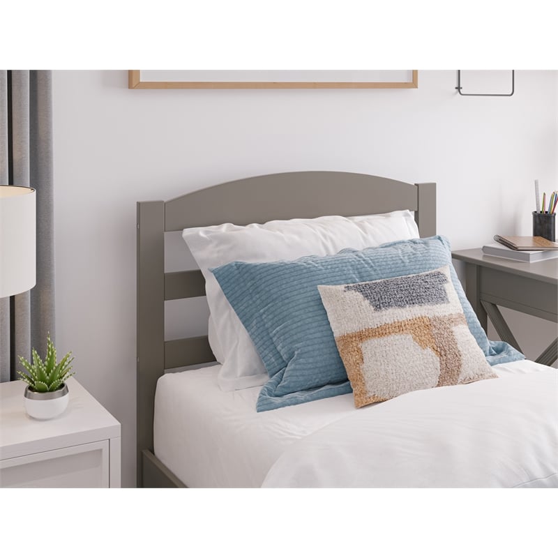 AFI Warren Solid Wood Twin Bed with 2 Storage Drawers in Gray