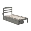 AFI Warren Solid Wood Twin Bed with 2 Storage Drawers in Gray