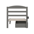 AFI Warren Solid Wood Twin Bed with 2 Storage Drawers in Gray