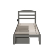 AFI Warren Solid Wood Twin Bed with 2 Storage Drawers in Gray