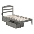 AFI Warren Solid Wood Twin Bed with 2 Storage Drawers in Gray