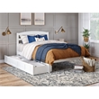 AFI Warren Solid Wood Full Bed with 2 Storage Drawers and USB Charger in White