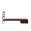 AFI Warren Solid Wood Twin Extra Long Bed with Foot Drawer in Walnut