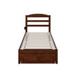 AFI Warren Solid Wood Twin Extra Long Bed with Foot Drawer in Walnut
