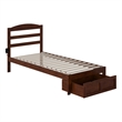 AFI Warren Solid Wood Twin Extra Long Bed with Foot Drawer in Walnut