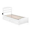 AFI Warren Solid Wood Twin XL Bed w/ Footboard & Twin XL Trundle in White