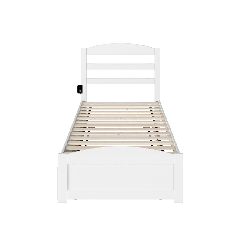 AFI Warren Solid Wood Twin XL Bed w/ Footboard & Twin XL Trundle in White