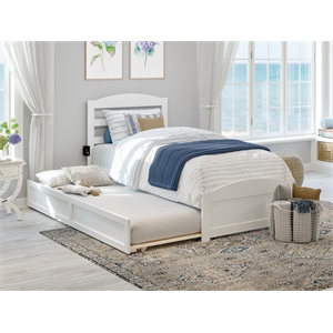 AFI Warren Solid Wood Twin XL Bed w/ Footboard & Twin XL Trundle in White