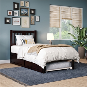 Tahoe Twin Solid Wood Platform Bed with Twin Trundle in Espresso