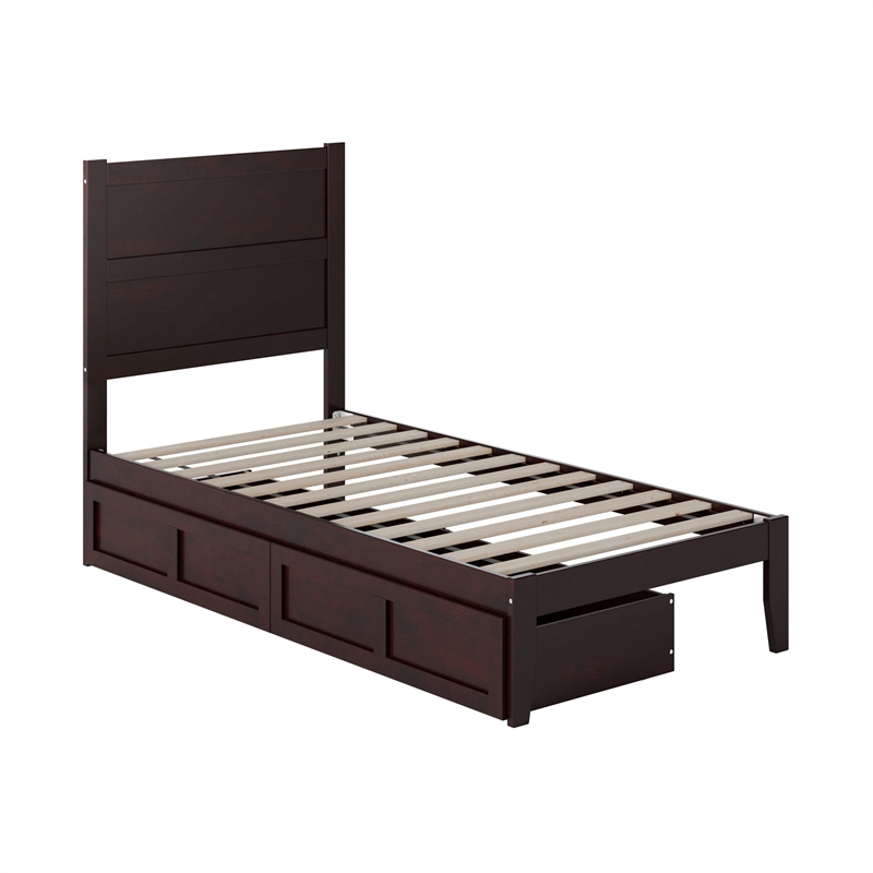 AFI NoHo Twin Solid Wood Bed with 2 Drawers in Espresso