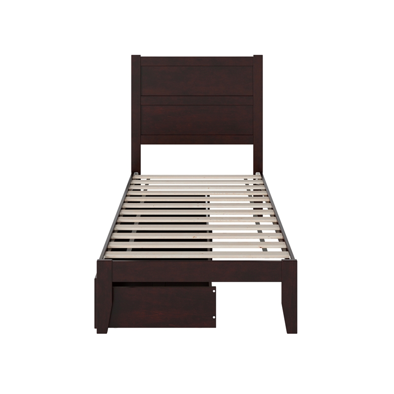 AFI NoHo Twin Solid Wood Bed with 2 Drawers in Espresso