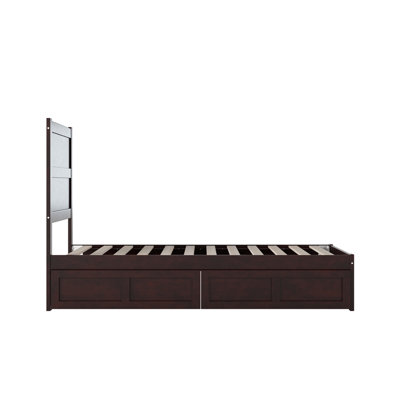 AFI NoHo Twin Solid Wood Bed with 2 Drawers in Espresso