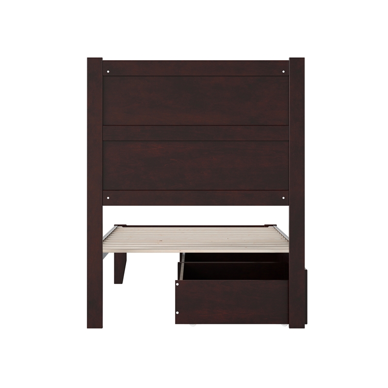 AFI NoHo Twin Solid Wood Bed with 2 Drawers in Espresso