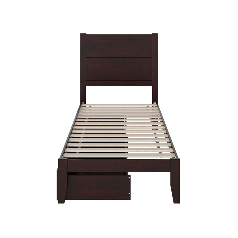 AFI NoHo Twin Extra Long Solid Wood Bed with 2 Drawers in Espresso