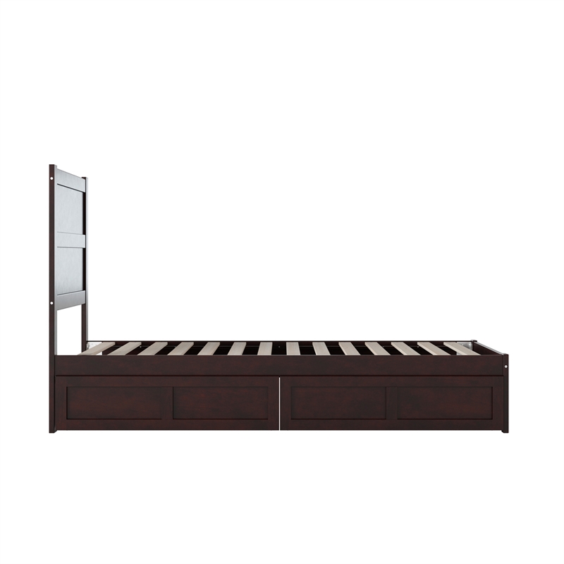 AFI NoHo Twin Extra Long Solid Wood Bed with 2 Drawers in Espresso