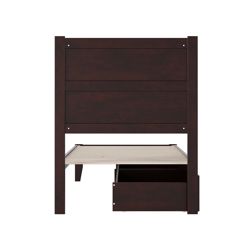 AFI NoHo Twin Extra Long Solid Wood Bed with 2 Drawers in Espresso