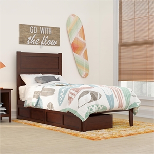 AFI NoHo Twin Extra Long Solid Wood Bed with 2 Drawers in Espresso