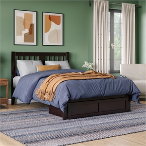AFI Tahoe Full Solid Wood Platform Bed w/Foot Drawer in Espresso
