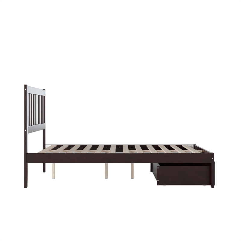 AFI Tahoe Full Solid Wood Platform Bed w/Foot Drawer in Espresso