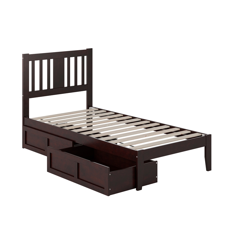 AFI Tahoe Twin Solid Wood Platform Bed with 2 Drawers in Espresso