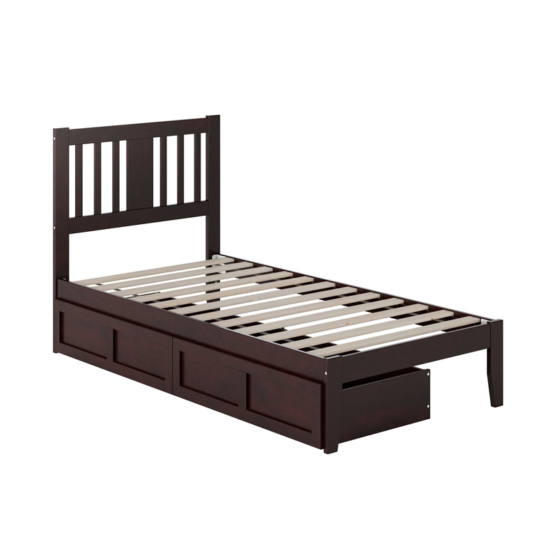 AFI Tahoe Twin Solid Wood Platform Bed with 2 Drawers in Espresso