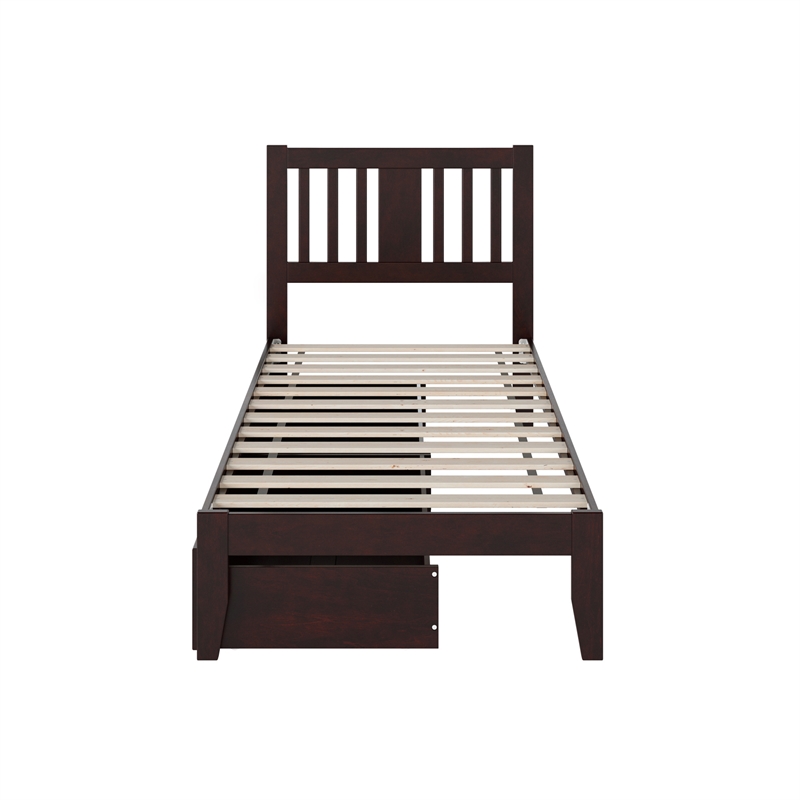 AFI Tahoe Twin Solid Wood Platform Bed with 2 Drawers in Espresso