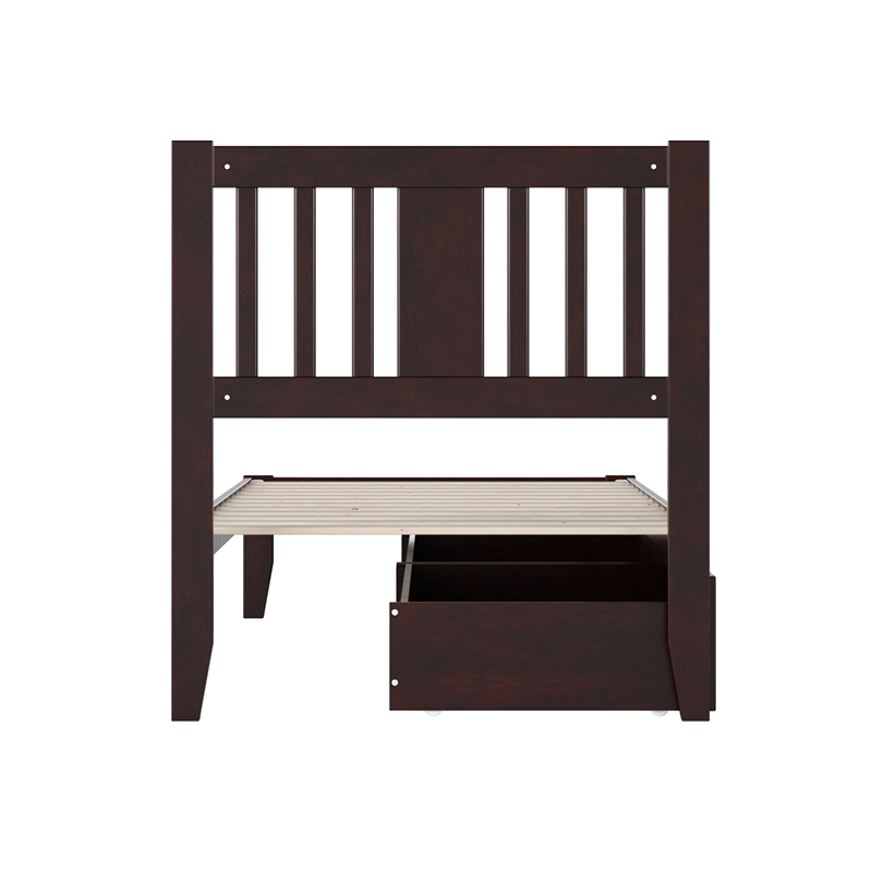 AFI Tahoe Twin Solid Wood Platform Bed with 2 Drawers in Espresso