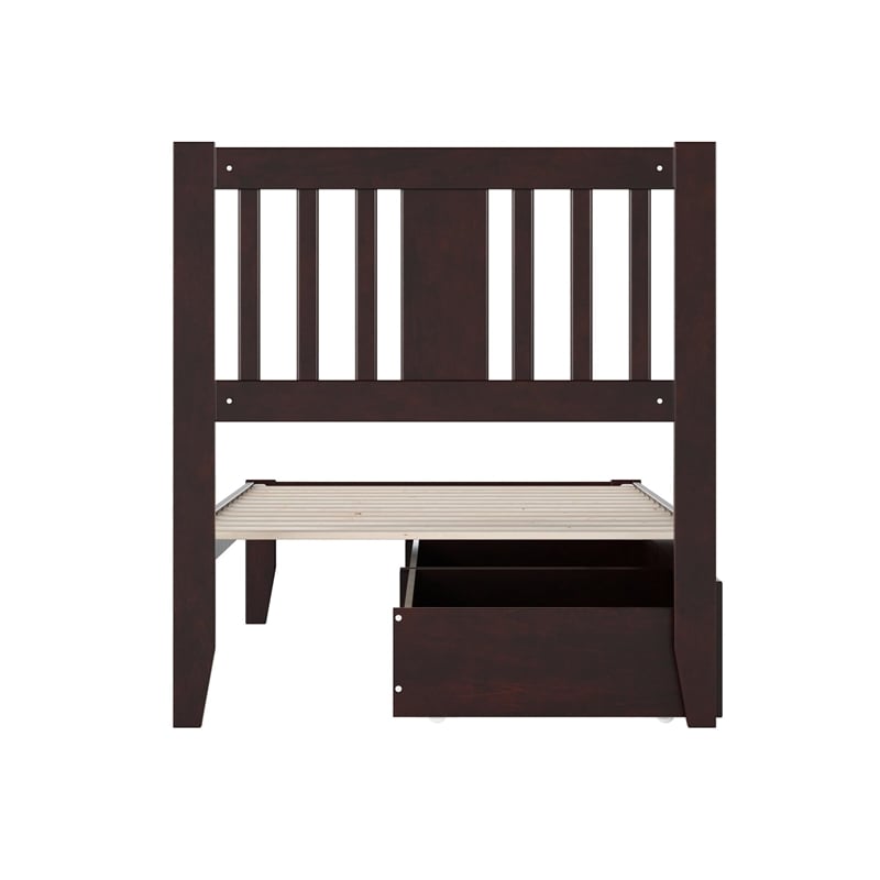 AFI Tahoe Twin Solid Wood Platform Bed with 2 Drawers in Espresso