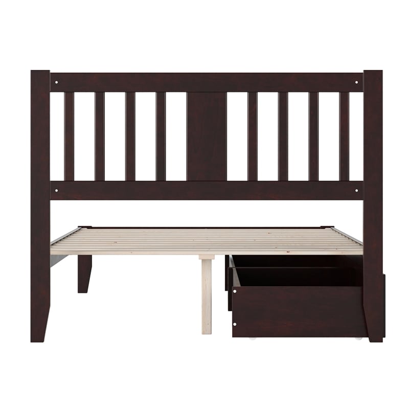 AFI Tahoe Full Solid Wood Platform Bed with 2 Drawers in Espresso