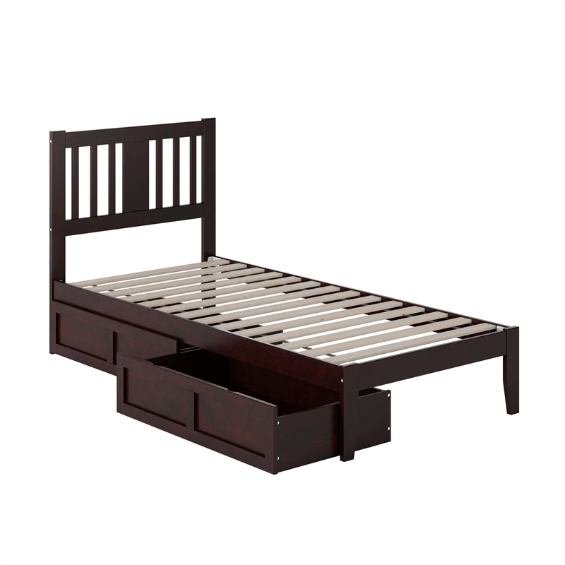 AFI Tahoe Twin XL Wood Platform Bed with 2 Drawers in Espresso