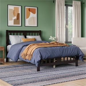 AFI Tahoe Twin XL Solid Wood Platform Bed with Footboard in Espresso