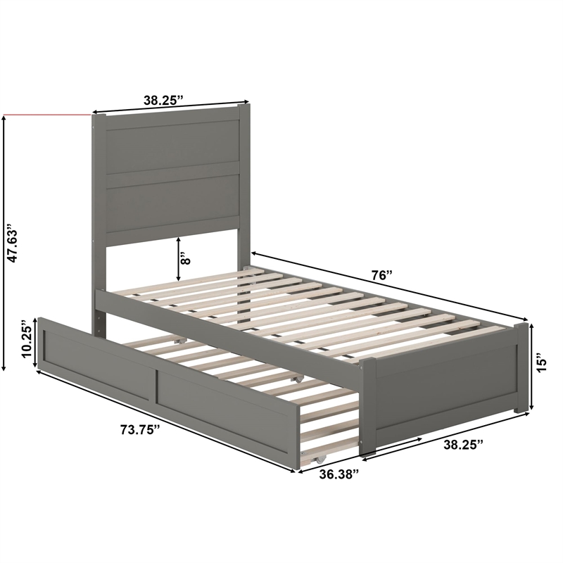 AFI NoHo Solid Wood Queen Bed with Footboard and Twin XL Trundle in Espresso