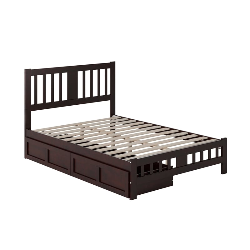 AFI Tahoe Full Solid Wood Platform Bed with Footboard and 2 Drawers in Espresso