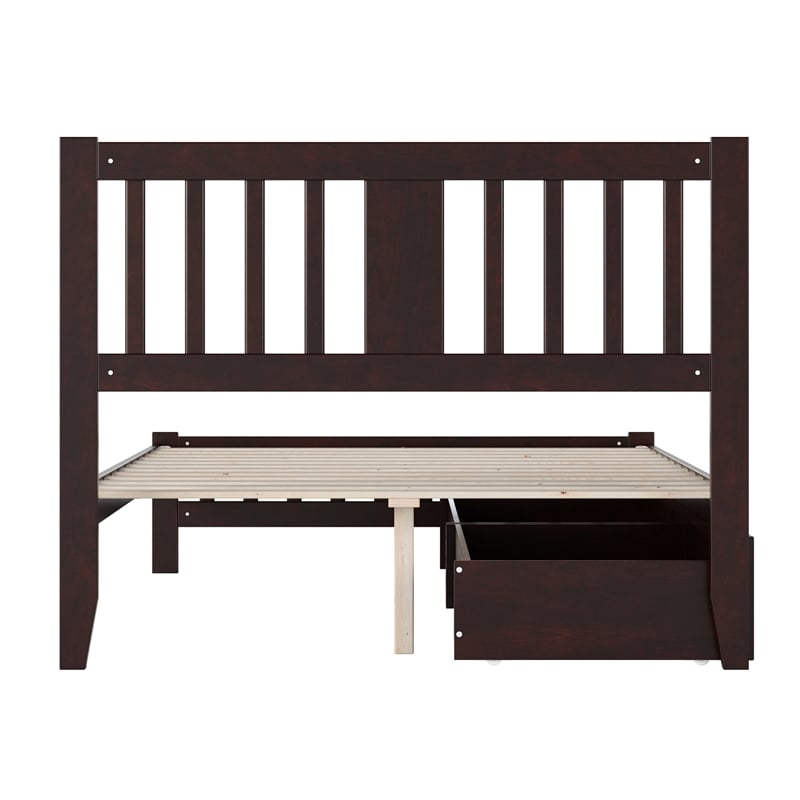 AFI Tahoe Full Solid Wood Platform Bed with Footboard and 2 Drawers in Espresso