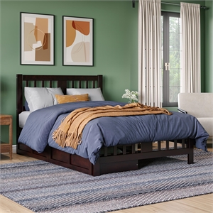 AFI Tahoe Solid Wood Twin XL Platform Bed with Footboard & 2 Drawers in Espresso