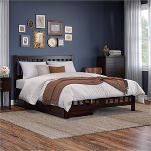 AFI Tahoe Solid Wood Queen Platform Bed with Footboard and 2 Drawers in Espresso