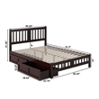AFI Tahoe Solid Wood Queen Platform Bed with Footboard and 2 Drawers in Espresso