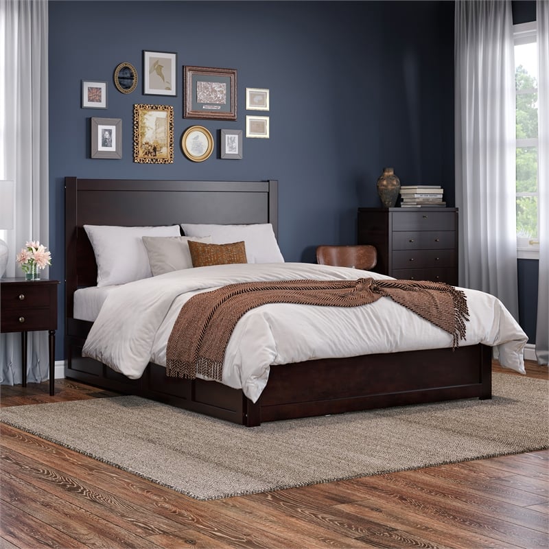 AFI NoHo Queen Wood Bed with Footboard and 2 Drawers in Espresso