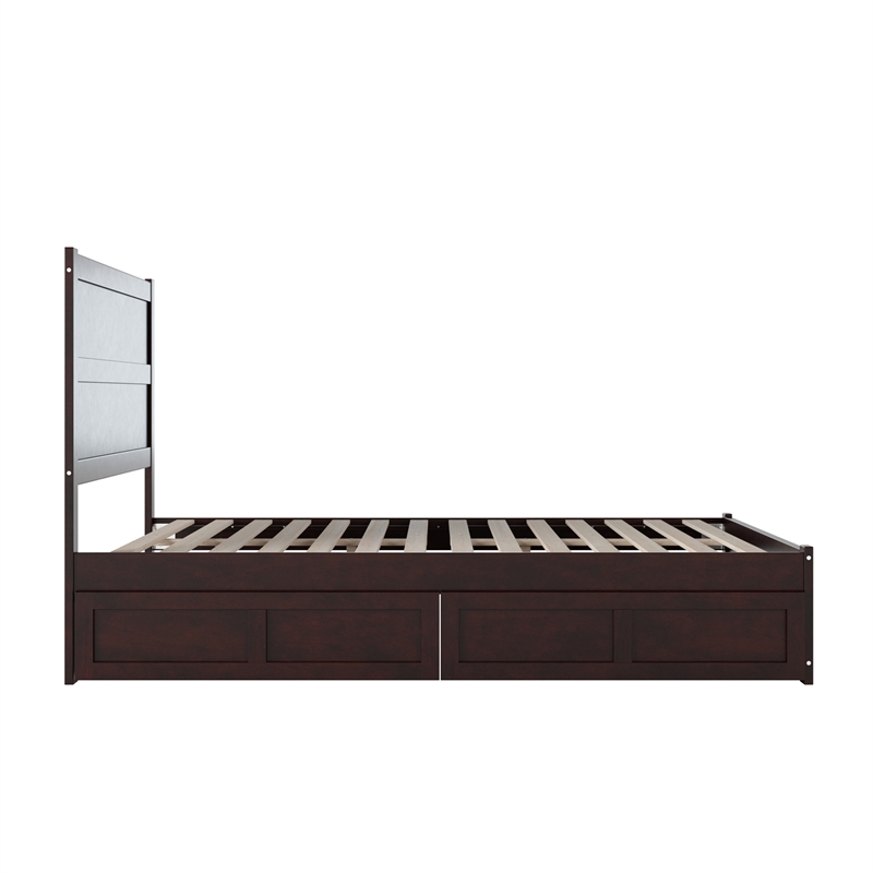 AFI NoHo Queen Wood Bed with Footboard and 2 Drawers in Espresso