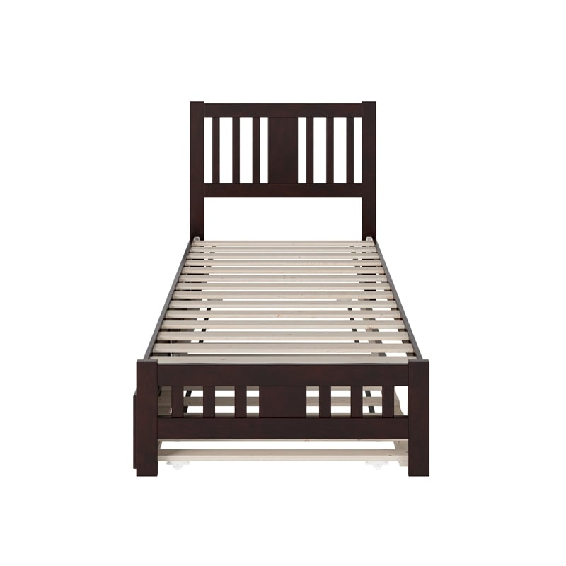 AFI Tahoe Wood Twin XL Platform Bed w/Footboard and Twin XL Trundle in Espresso