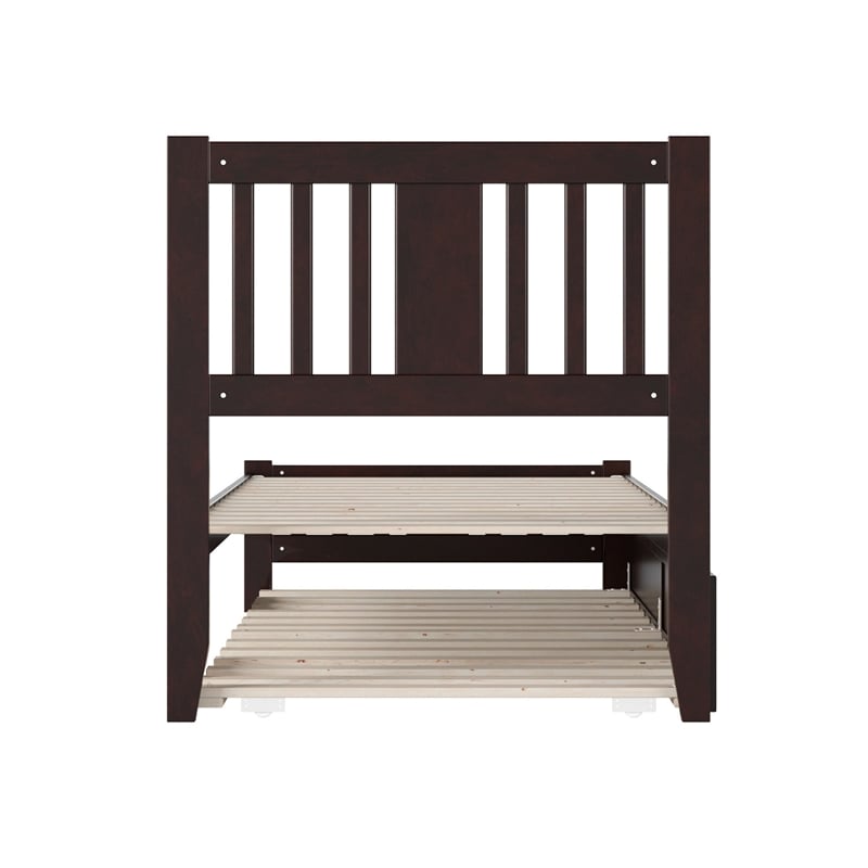 AFI Tahoe Wood Twin XL Platform Bed w/Footboard and Twin XL Trundle in Espresso