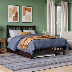 AFI Tahoe Wood Twin XL Platform Bed w/Footboard and Twin XL Trundle in Espresso