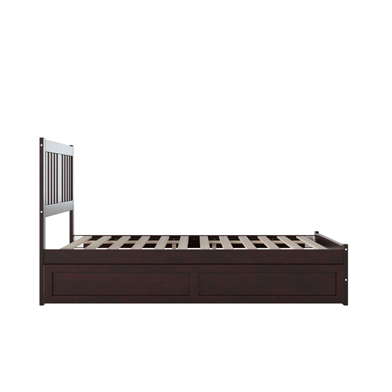AFI Tahoe Wood Twin XL Platform Bed w/Footboard and Twin XL Trundle in Espresso