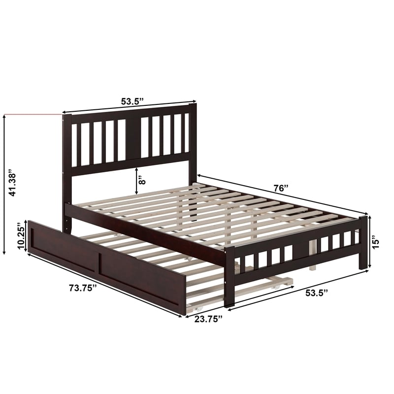 AFI Tahoe Wood Twin XL Platform Bed w/Footboard and Twin XL Trundle in Espresso